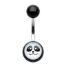 Panda Face Print Belly Button Ring - Basic Curved Barbell. Navel Rings Australia.
