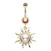 Sunburst Pearl Belly Ring with Gold Plating