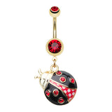 Golden Lady Bug Belly Piercing Ring - Dangling Belly Ring. Navel Rings Australia.