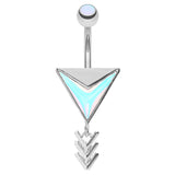 Chic Retro Art Deco Navel Piercing Bar - Dangling Belly Ring. Navel Rings Australia.