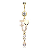 Golden Bella Amore Navel Bar - Dangling Belly Ring. Navel Rings Australia.