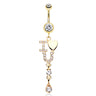 Golden Bella Amore Navel Bar - Dangling Belly Ring. Navel Rings Australia.