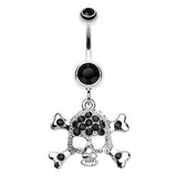 The Doomed Skull Navel Bar Dangle - Dangling Belly Ring. Navel Rings Australia.
