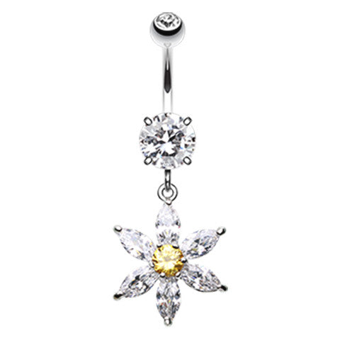 Floral Jewels Belly Button Ring - Dangling Belly Ring. Navel Rings Australia.