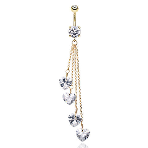 Hearts Infinite Journey Belly Ring in Gold - Dangling Belly Ring. Navel Rings Australia.