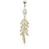 Autumn Falls Petiole Navel Bar with Gold Plating
