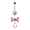 Mesh Bow Dangly Belly Ring with Rose Gold Plating