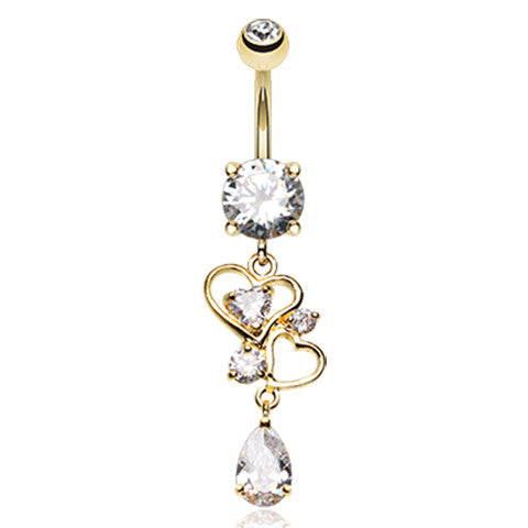 Le Love Lure Gold Navel Piercing Bar - Dangling Belly Ring. Navel Rings Australia.