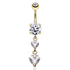 Dixi Crystal Heart Belly Ring in Gold