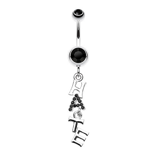 Jeweled Hate Navel Bar - Dangling Belly Ring. Navel Rings Australia.