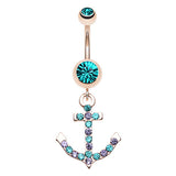 Gold Ocean Anchor Dangly Belly Piercing Rings - Dangling Belly Ring. Navel Rings Australia.