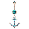 Gold Ocean Anchor Dangly Belly Piercing Rings - Dangling Belly Ring. Navel Rings Australia.