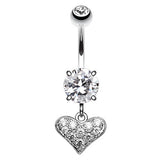 Mini Heart Dangly Navel Bar - Dangling Belly Ring. Navel Rings Australia.
