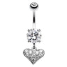 Mini Heart Dangly Navel Bar - Dangling Belly Ring. Navel Rings Australia.