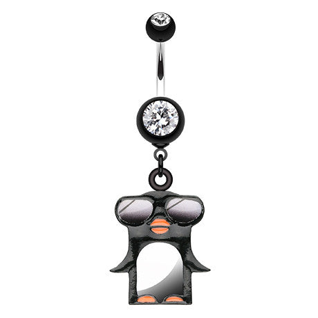 Mr Cool Penguin Swag Navel Piercing Bar - Dangling Belly Ring. Navel Rings Australia.
