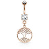 Rose Gold Tree of Life Belly Piercings - Dangling Belly Ring. Navel Rings Australia.