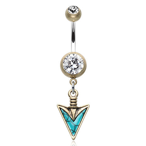 Wild Warrior Turquoise Belly Piercing Ring - Dangling Belly Ring. Navel Rings Australia.