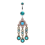 Boho Turquoise Dream Catcher Belly Ring - Dangling Belly Ring. Navel Rings Australia.