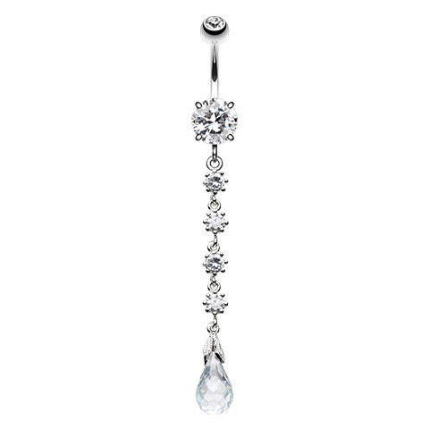 The Descended Crystal Belly Piercing - Dangling Belly Ring. Navel Rings Australia.
