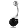 Black Clam Shell Pearl Belly Ring - Fixed (non-dangle) Belly Bar. Navel Rings Australia.