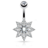 Cosmic Crystal Star Navel Ring - Fixed (non-dangle) Belly Bar. Navel Rings Australia.