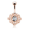 Gold Dharma Geometrics Belly Ring - Fixed (non-dangle) Belly Bar. Navel Rings Australia.