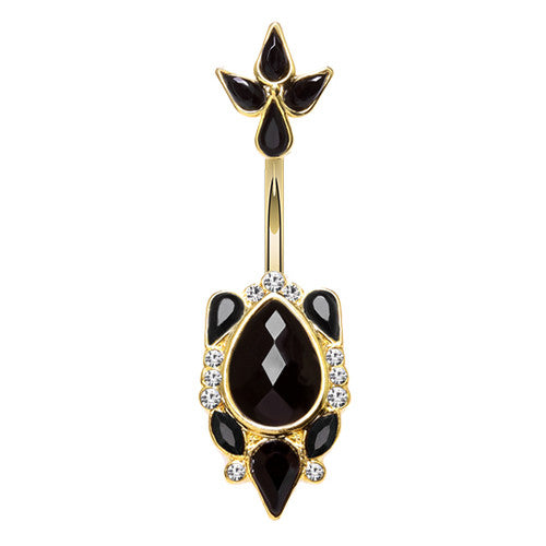 Golden Victorian Split Navel Ring - Split Spinal Belly Bar. Navel Rings Australia.