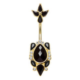Golden Victorian Split Navel Ring - Split Spinal Belly Bar. Navel Rings Australia.