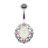 Vintage Opal Belly Piercing - Fixed (non-dangle) Belly Bar. Navel Rings Australia.