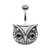 The Classic Owl Belly Bar - Fixed (non-dangle) Belly Bar. Navel Rings Australia.