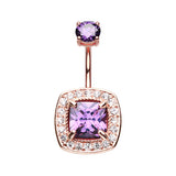 Rose Gold Violet Jewel Belly Piercing - Fixed (non-dangle) Belly Bar. Navel Rings Australia.
