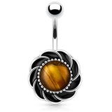 Antique Tigers Eye Cast Navel Jewellery - Fixed (non-dangle) Belly Bar. Navel Rings Australia.