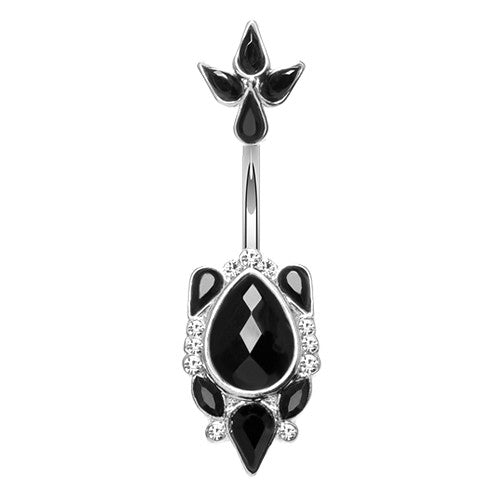 Gothic Victorian Split Navel Bar - Split Spinal Belly Bar. Navel Rings Australia.