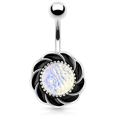 Antique Opaline Burst Belly Button Rings - Fixed (non-dangle) Belly Bar. Navel Rings Australia.