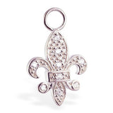 TummyToys® Dangling CZ Fleur de lis Swinger Charm - TummyToys® Swinger Charm. Navel Rings Australia.