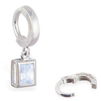 TummyToys® Emerald Cut CZ Belly Piercing Ring - TummyToys® Patented Clasp. Navel Rings Australia.