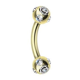 Gold Duo 4mm Royale Belly Ring - Basic Curved Barbell. Navel Rings Australia.