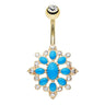 Golden Blue Roesia Fixed Belly Button Bar - Fixed (non-dangle) Belly Bar. Navel Rings Australia.
