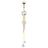 Gold Plated Tahlia Bar Dangle - Dangling Belly Ring. Navel Rings Australia.