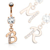 Initial Navel Jewelry with Rose Gold Plating