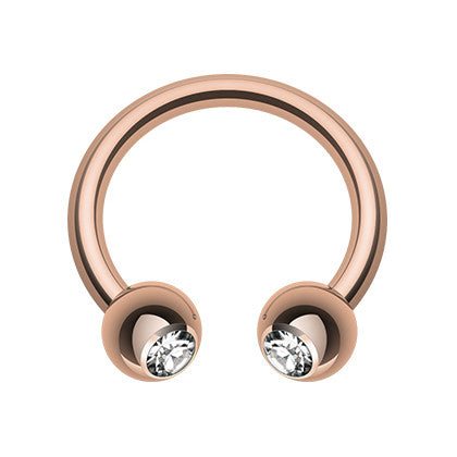 Classic Gem Circular Barbell with Rose Gold Plating - Circular Barbell / Horse Shoe. Navel Rings Australia.