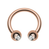Classic Gem Circular Barbell with Rose Gold Plating - Circular Barbell / Horse Shoe. Navel Rings Australia.