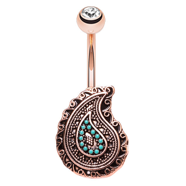 Sunset Waves Belly Ring with 14K Gold Plating - Fixed (non-dangle) Belly Bar. Navel Rings Australia.