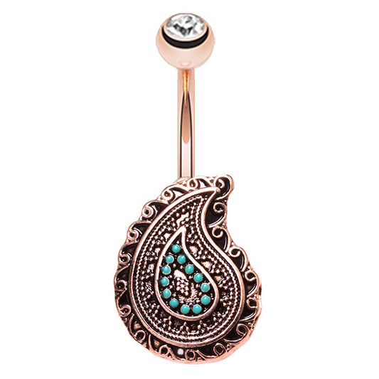 Sunset Waves Belly Ring with 14K Gold Plating - Fixed (non-dangle) Belly Bar. Navel Rings Australia.