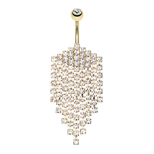 Beach Glam Water Droplets Navel Ring in Gold - Dangling Belly Ring. Navel Rings Australia.