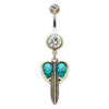 Boho Feathered Heart Belly Button Ring