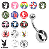 Officially Licensed Playboy Bunny Logo Belly Bars - Basic Curved Barbell. Navel Rings Australia.