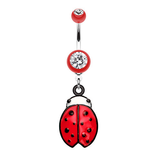 Lady Bug Luck Belly Dangly - Dangling Belly Ring. Navel Rings Australia.