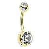 Mezzi Multi Gem 14K Gold Belly Bar