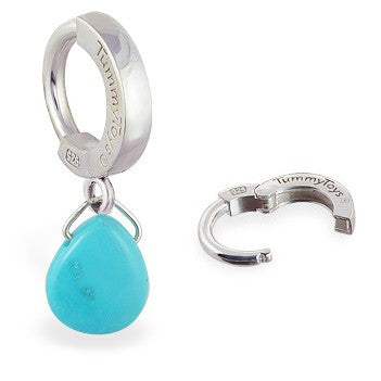TummyToys® 925 Silver Turquoise Sleeper - TummyToys® Patented Clasp. Navel Rings Australia.